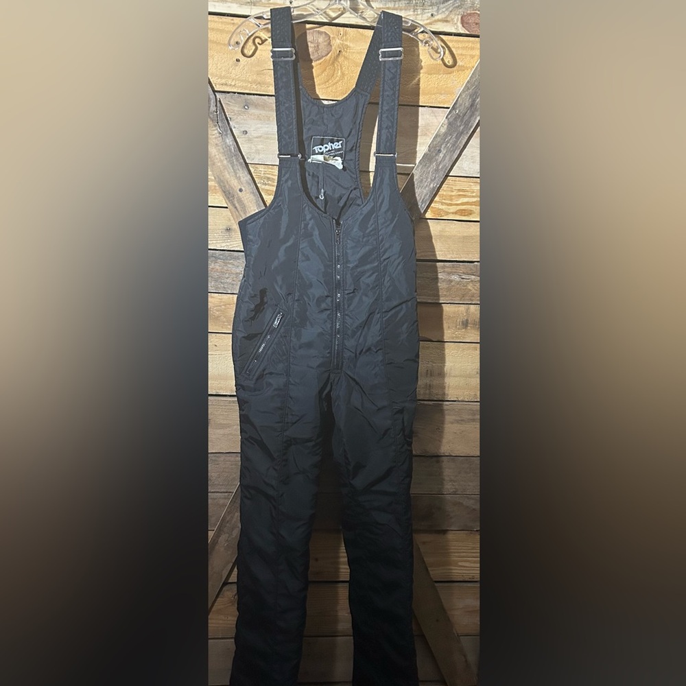 Vintage Topher Made in Montreal Canada Black Overall Snow Ski Pants Medium